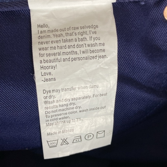 The Unbranded Brand UB108 Skinny 12.5 Selvedge denim button fly jeans 34 Run 32 - Picture 11 of 11